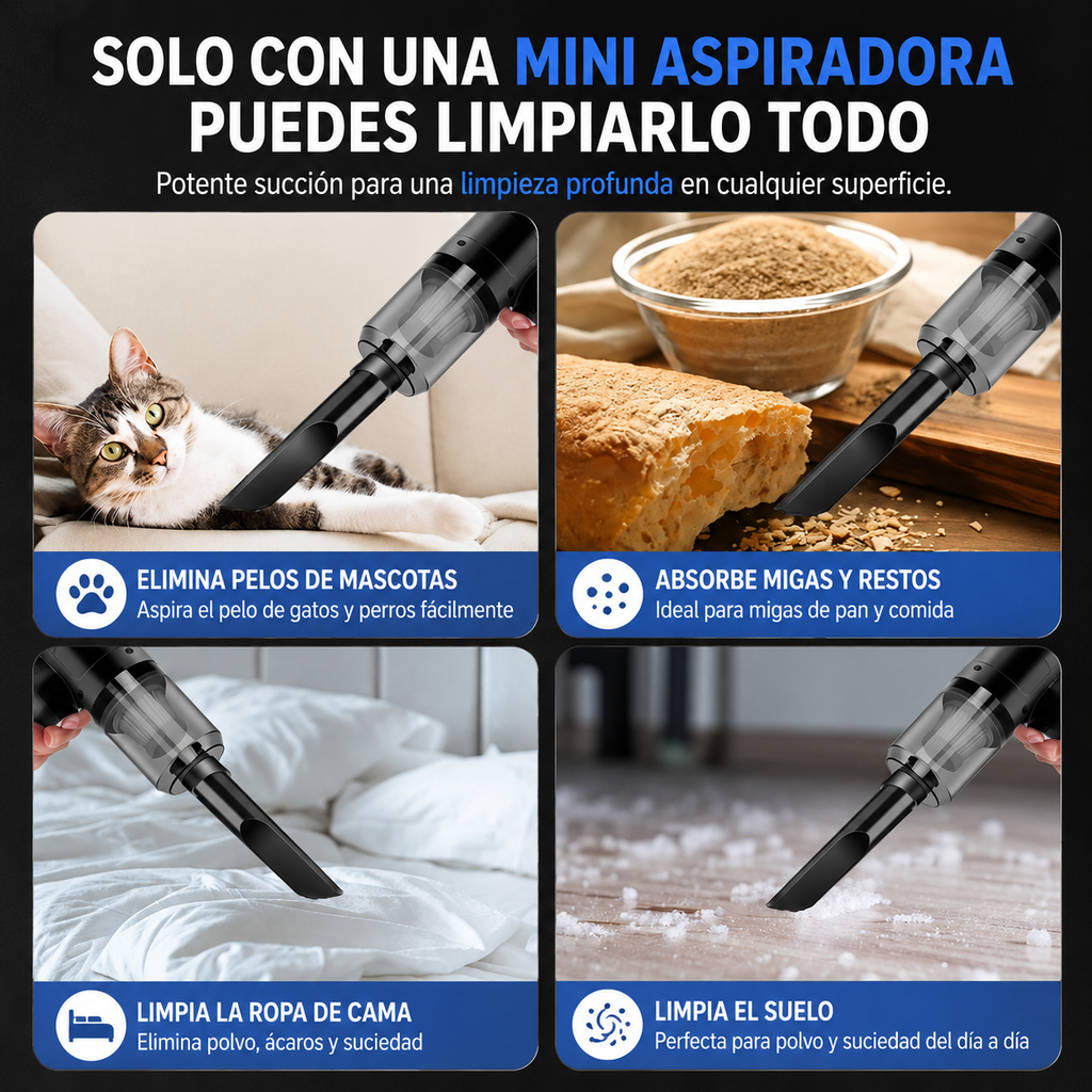 Mini Aspiradora Portátil 3 en 1 para Coche